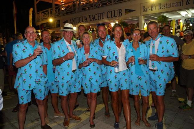 Crew from Tulip, the Frers Custom 88 from Holland wore matching outfits with a fetching tulip design! © RORC / Tim Wright / Photoaction.com